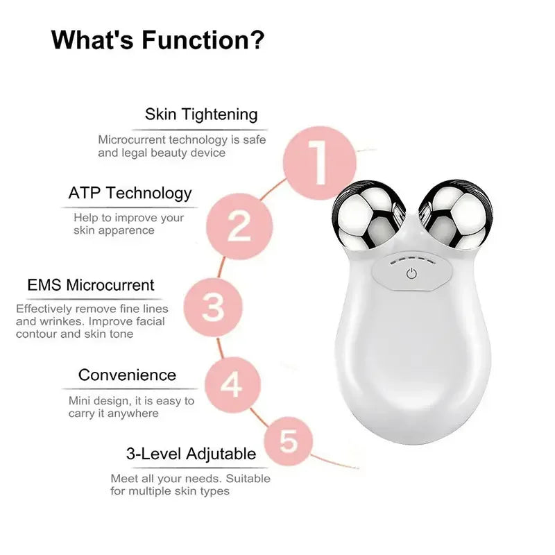 Microcurrent Facial Massager Roller Anti Wrinkles EMS Face Lift Skin Tightening Machine Face Firming Slimming Skin Care Tools
