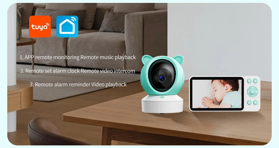 DANMINI 5" Tuya Smart Baby Monitor | 2K HD WiFi Remote Camera