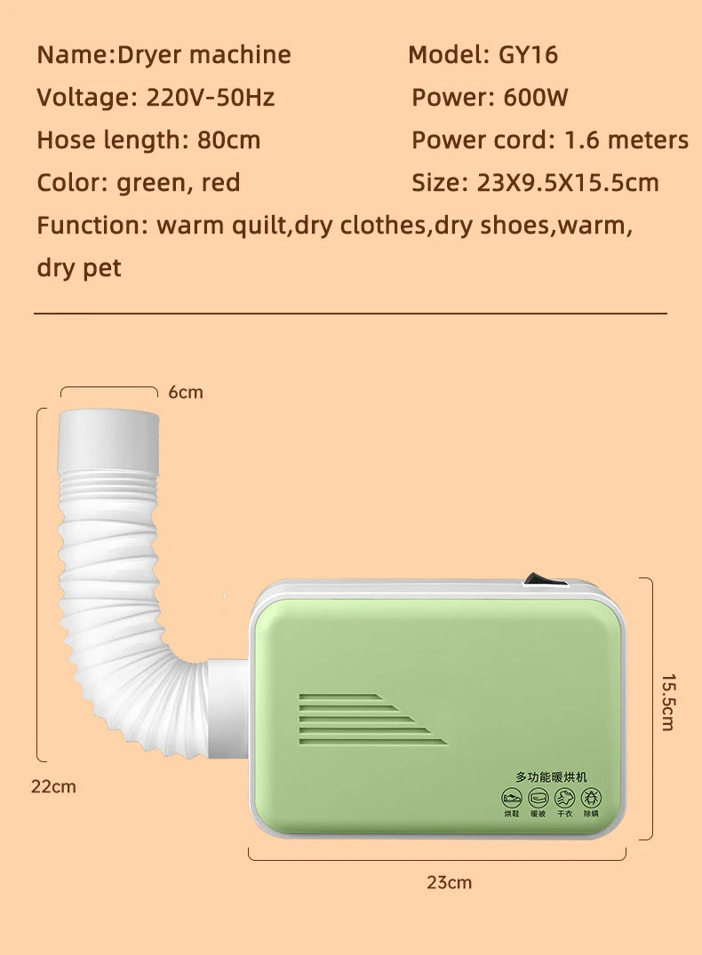 110V/220V Electric Clothes Dryer Laundry Multifunction Quickly Drying Clothes Shoes Warm air Clothes Dryer Heater Drying Machine