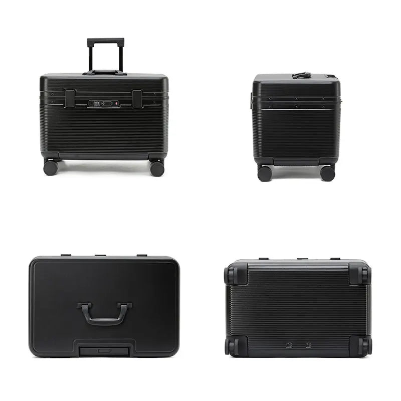 Aluminum Alloy Frame Suitcase, Top-Opening ABS Portable Trolley Case, Universal Wheels, Customs Code Lock Boarding Case