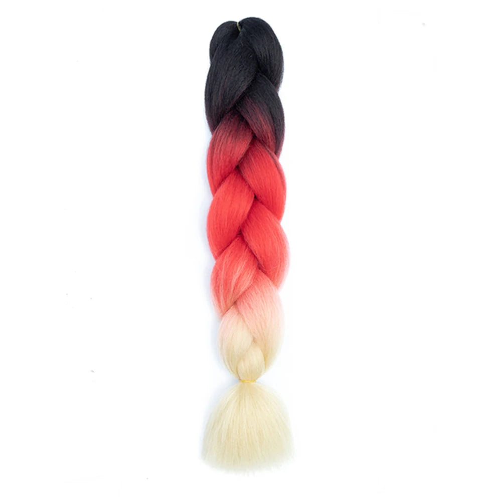 Jumbo Braids Extensions — 24" Synthetic Kanekalon Yaki Straight (Afro Ombre Piano Color)