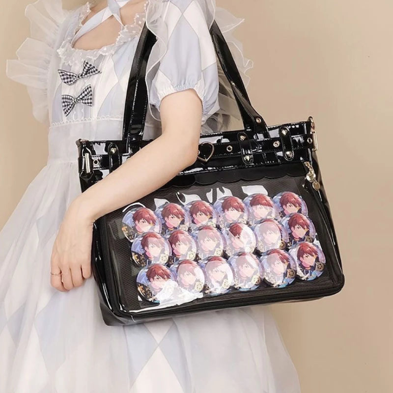 New Original Spicy Girl Cool Ita Bag Large Capacity Transparent Pain Layer Crossbody Bag Love Chain Ulzzang Shoulder Bag Handbag