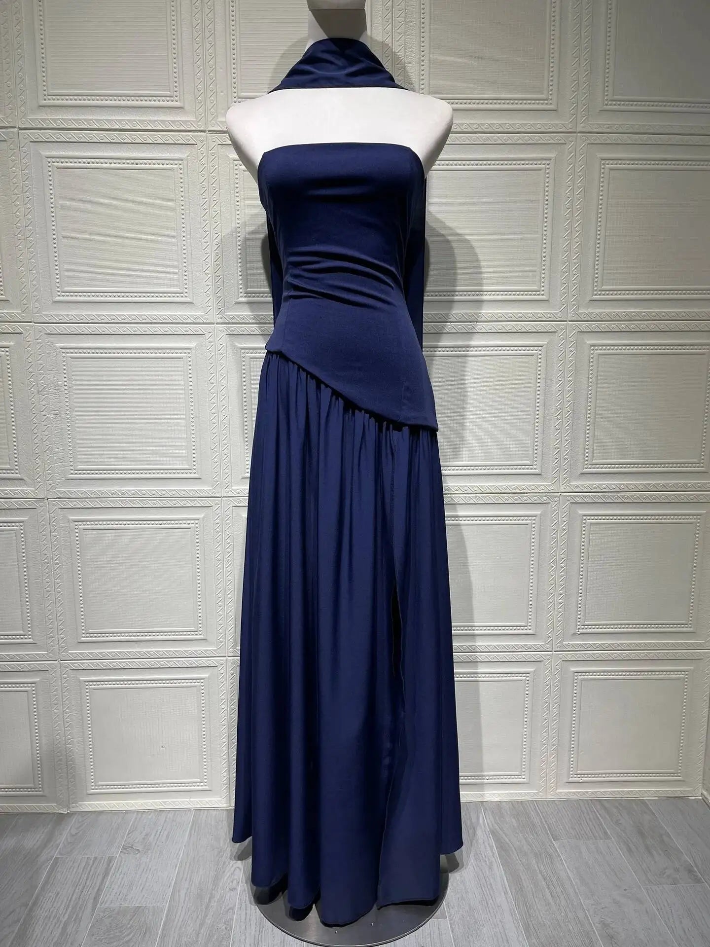 Giyu Sexy Evening Party Dresses Women 2025 Autumn Summer Maxi Long Dress Elegant Strapless Split Backless Pleated Dress