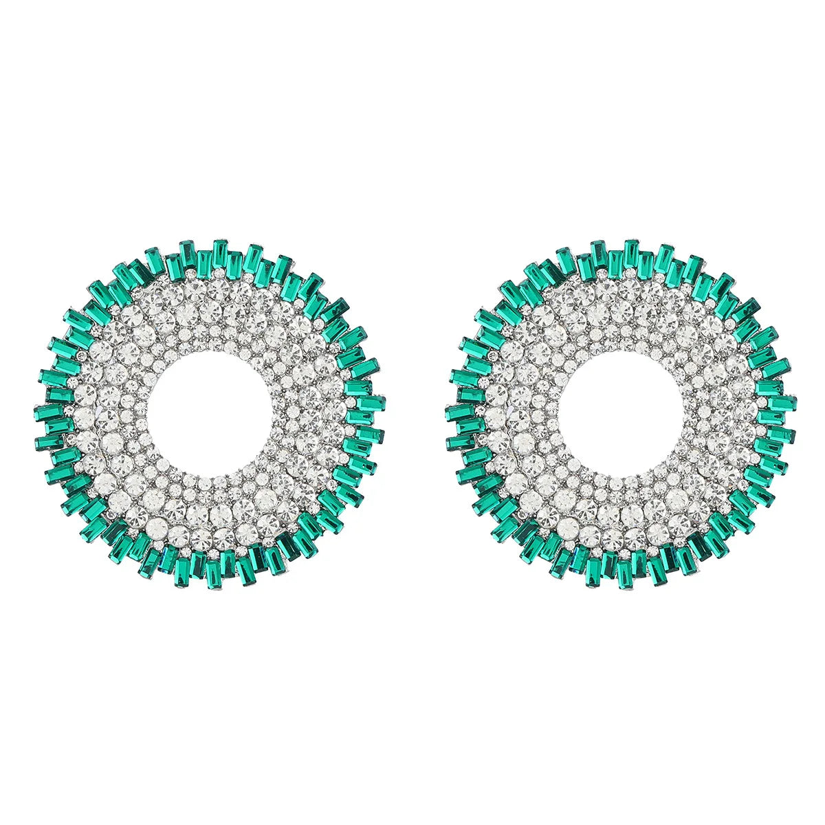 Big Round Rhinestone Dangle Earrings | Shiny Alloy Statement Jewelry for Women