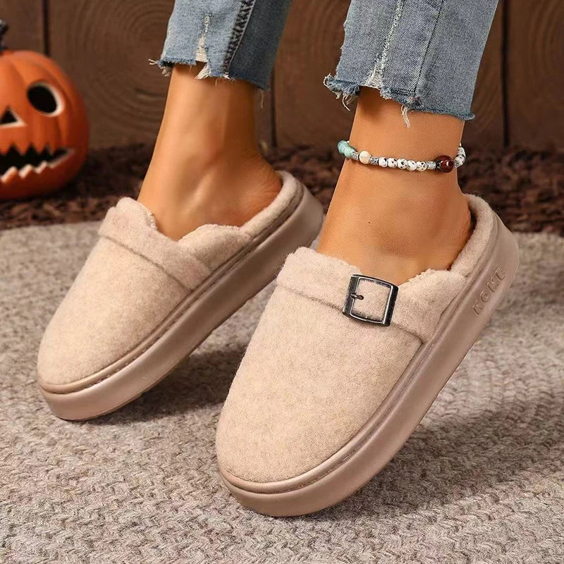Winter Women's Slippers Home Plush Luxury Designer Woman Shoes Indoor Fluffy Fashion Platform Fuzzy Fur Slides Elegant Flat Soft