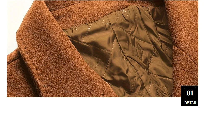 Men Long Double-breasted Coat with Lining Warm Type Coats Wool Blend Lapel Casual Fashion Men's Clothing Polo Jacket Customized