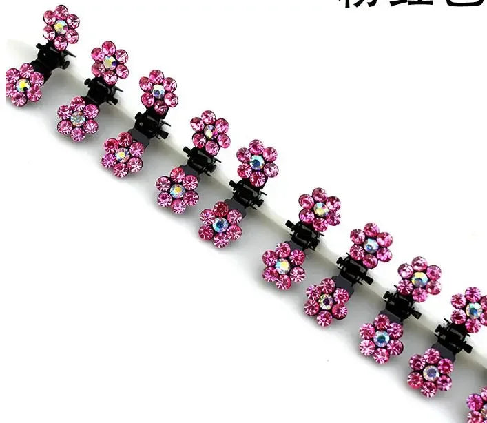 Mini Rhinestone Hair Clips Women Girls Crystal Flower Hair Claws Shiny Metal Hairpins Kids Party Headwear Hair Accessories