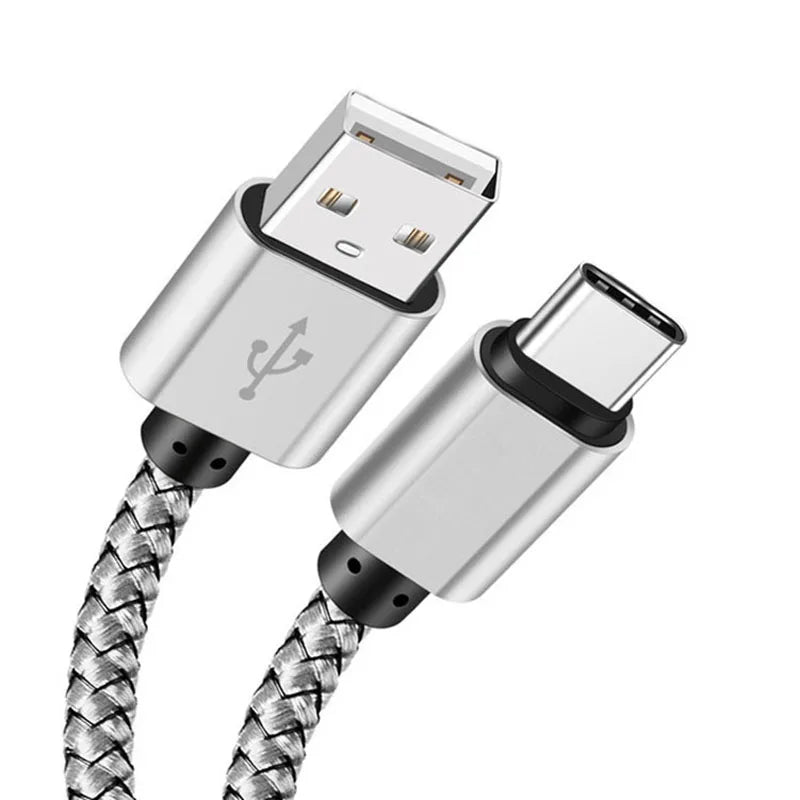 USB A to Type C 2.4A Charging Cable Nylon Data Cable For Samsung Huawei Android phone Braided TypeC Charging Device 1M 2M 3M