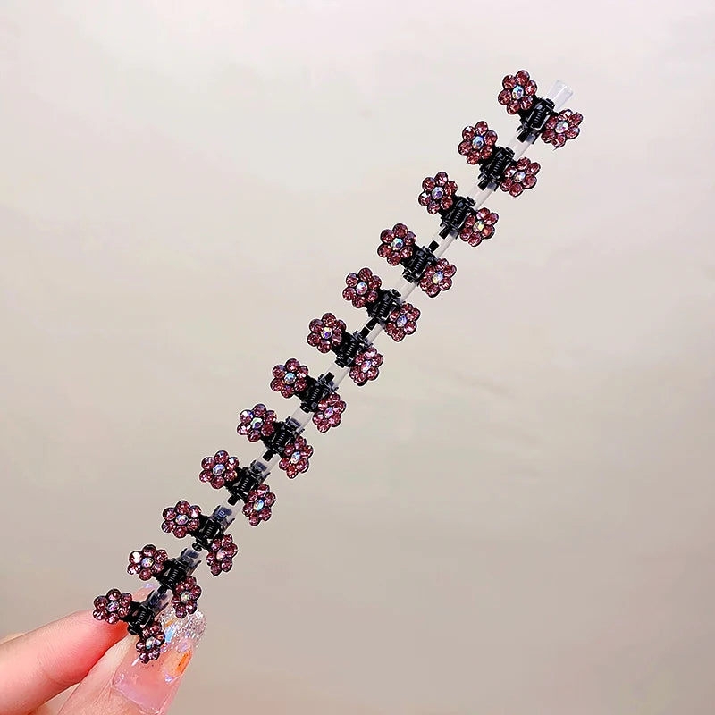 12pcs/Set Glitter Rhinestone Colorful Flowers Mini No-Slip Metal Hair Claws Hair Accessories For Girls Hair Clips Hairpins