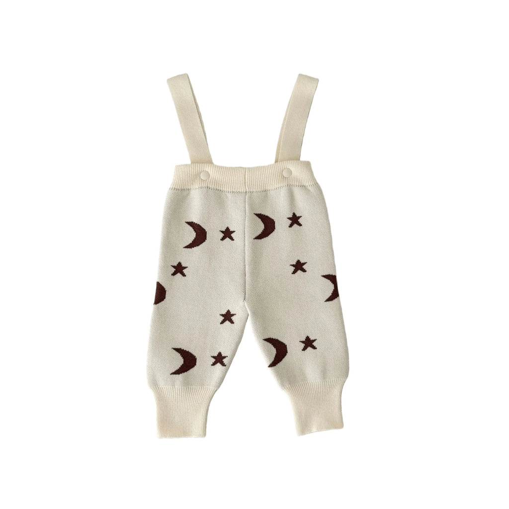 2026 Spring New Baby Clothing Single Breast Moon Print Girls Sweaters Option Knit Overalls  Baby Girls Knitwear