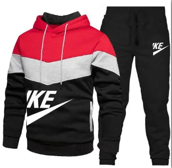 A new autumn and winter fashion combination hooded sweatshirt and sweatpants two-piece men's casual fitness jogging set