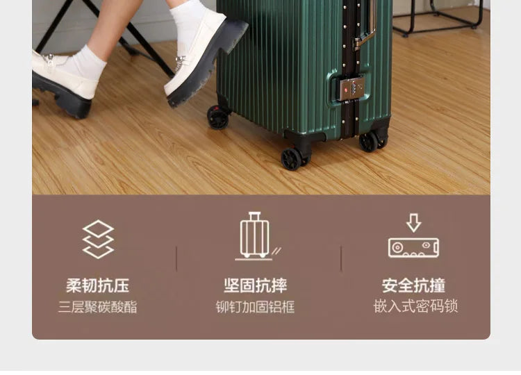 Luggage Suitcase Aluminum Frame 20 Trolley Case Universal Wheels 24 Female Male Students 26 Durable Password 28inch Leather Case