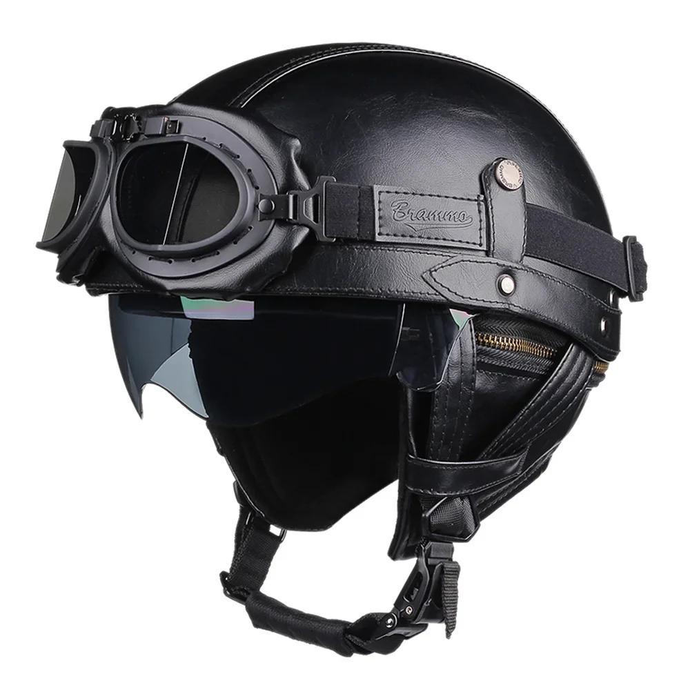 HEROBIKER Retro Half Motorcycle Helmet (DOT, HD Visor)