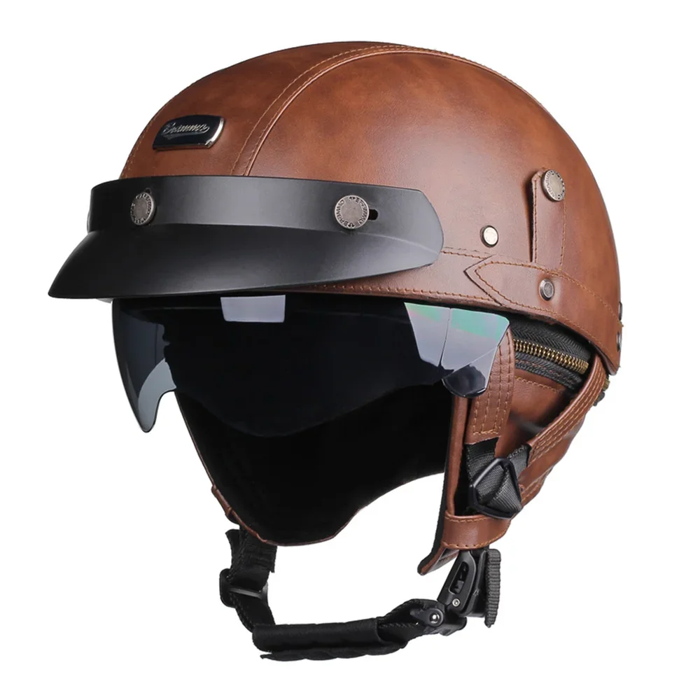 HEROBIKER Retro Half Motorcycle Helmet (DOT, HD Visor)
