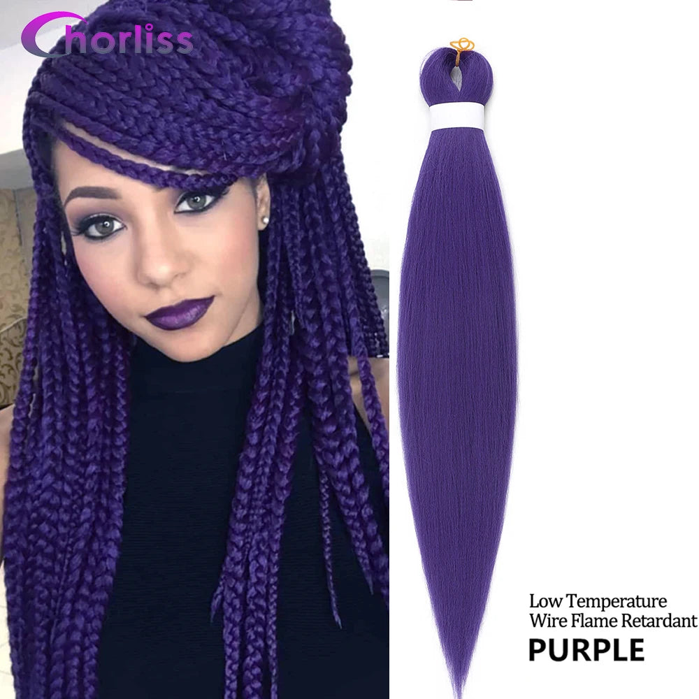 Chorliss Pre-Stretched Jumbo Braids — 24"/26" Synthetic Yaki Ombre (80–90 g, 105 Colors)