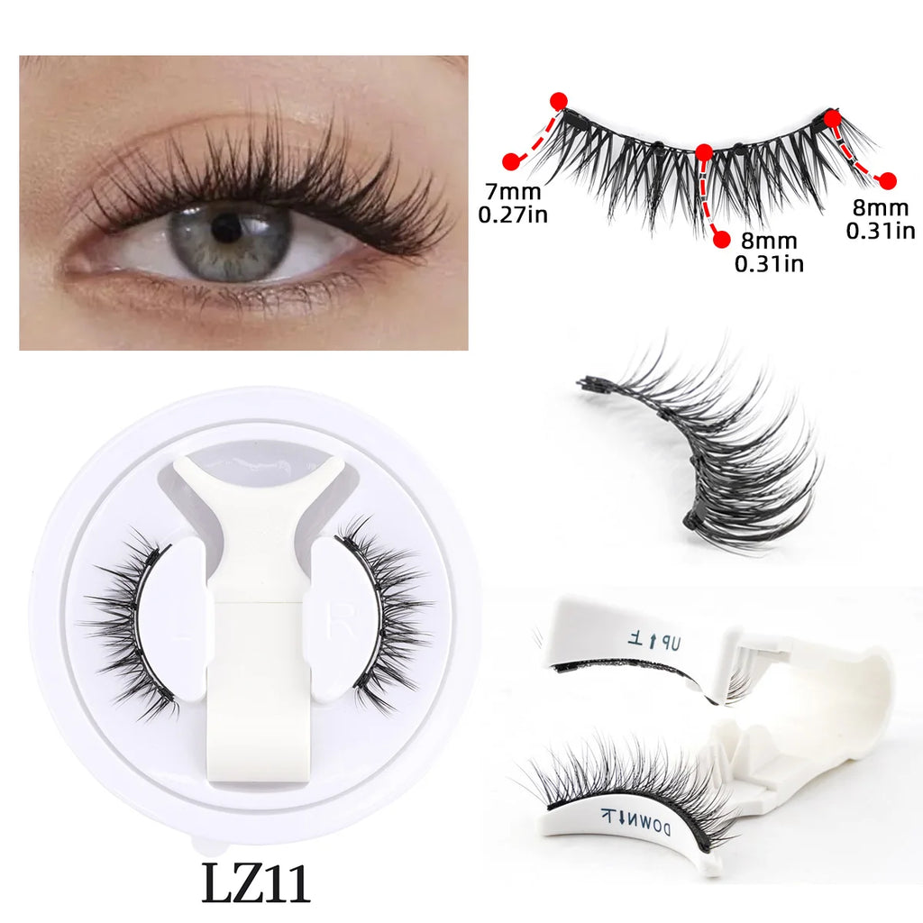 SHIDISHANGPIN 3D Magnetic False Eyelashes — Reusable, Glue-Free, Natural Long & Fluffy Look (1 Pair + Curler)