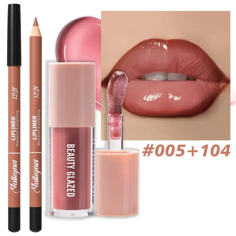 2-Piece Waterproof Matte Lip Set – Lip Liner + Lip Glaze