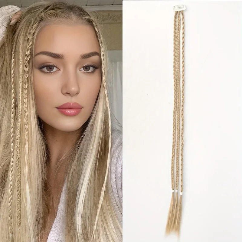 Synthetic Wig Braids Boxing Braid Dreadlocks Clip In Hair Extension Black Blonde Dirty Braids Boxer Braid Hairpieces For Women