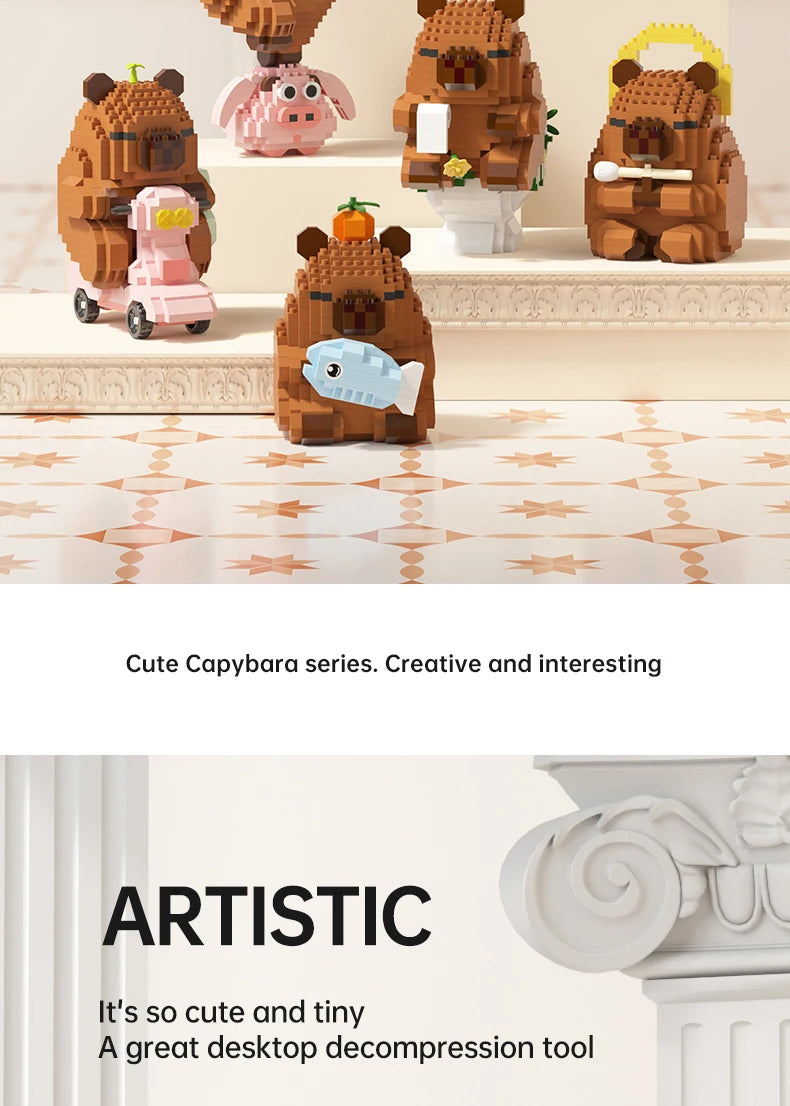 "Capybara Building Blocks Set - Cute Water Guinea Pig DIY Model | Fun STEM Toy for Kids & Adults"