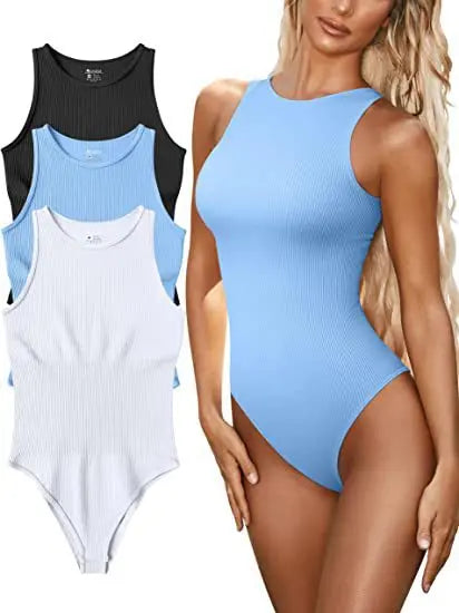 Ribbed Sleeveless Bodysuit (Tummy Control)