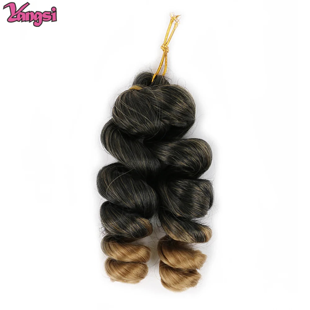 8“ Short  French curl Bob Braids Crochet Box Braids Ombre Colored Synthetic Hair Extensions Brown Blonde Purple Crochet Hair