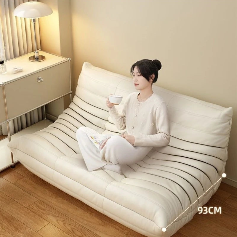 Double Caterpillar Suede Sofa Small Apartment Trendy Bedroom Single Lounging Area Lazy Living Room Tatami Inspired Cozy Design