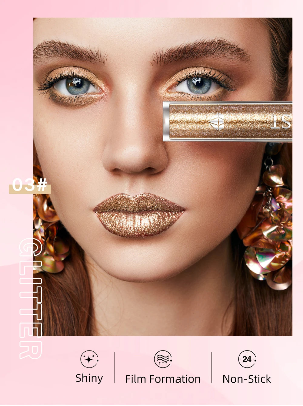 QIBEST shimmer lip gloss beauty girl diamond glitter lip tint waterproof long lasting 6 colors gray flash liquid lipstick makeup