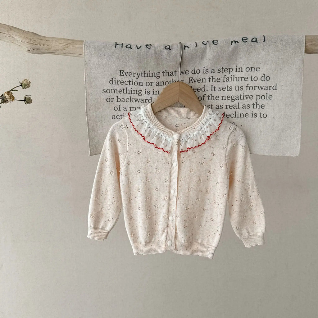 2026 Spring Baby Girls Clothes Single Breast Girls Knitwear Hollow Out Girls Sweaters Thin Style Girls Clothing