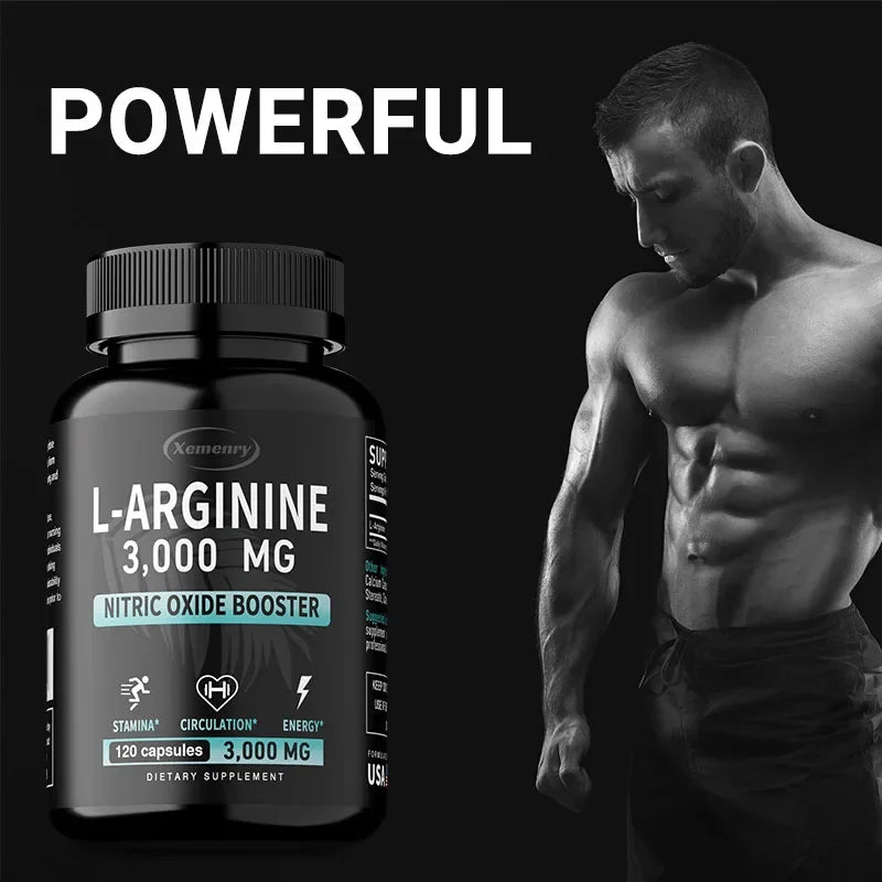 L-Arginine 3000mg - Men's Strength and Endurance Supplement,Support Reproductive Health - 120 Capsules