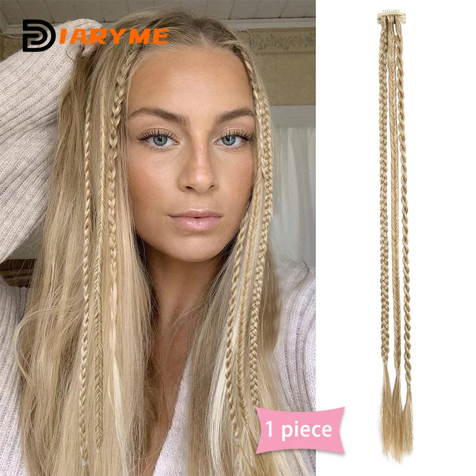 Synthetic Wig Braids With Clip Boxing Braid Dreadlocks Clip In Hair Extension Dirty Braids Boxer Braid Heat Resistat Hairpieces