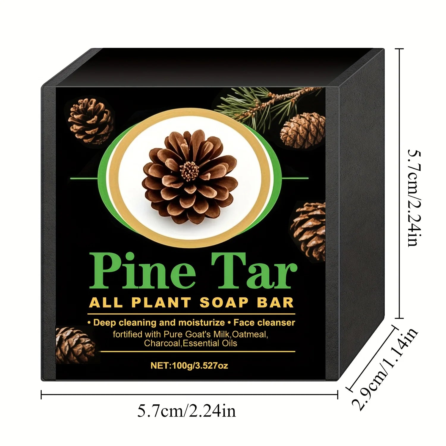 Men's Pine Tar Soap Bar Deep Cleansing Body Soap with Natural Pine Tar & Glycerin,No Phthalate,Moisturizing Exfoliating Formula