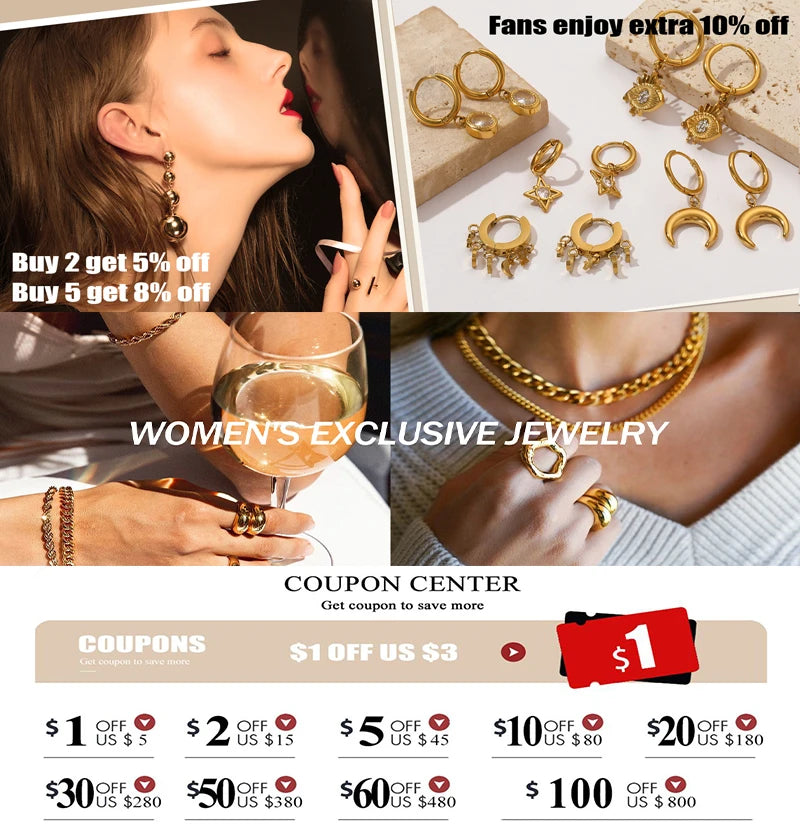316L Gold Stainless Steel Chain Necklace | Trendy Punk Waterproof Jewelry for Women
