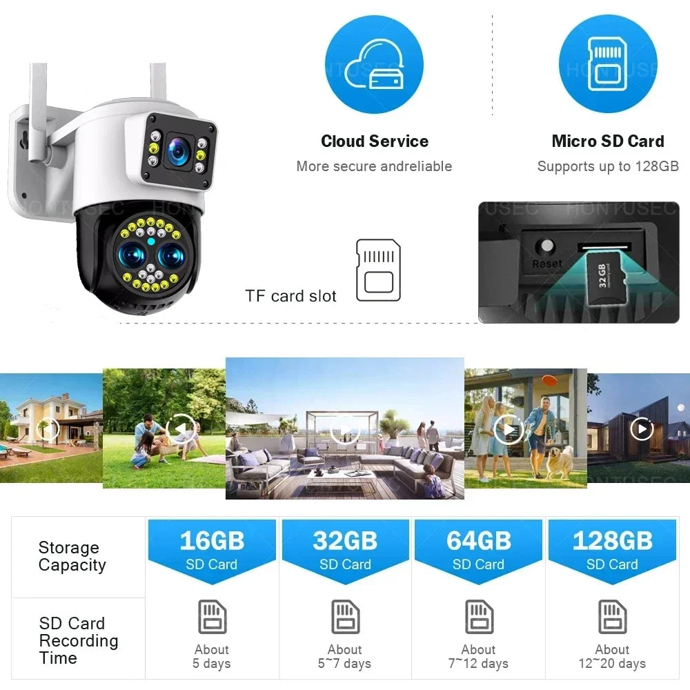 Yoosee 4K 8MP Three Lens Dual Screens 10X Optical Zoom Color Night Vision Auto Tracking Two Way Audio Surveillance Cameras