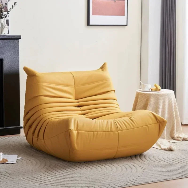 Single Casual Sofa Chair with Cat Scratch Leather Nordic Togo Lazy Caterpillar Sofa Bedroom Living Room Balcony Suede Sofa