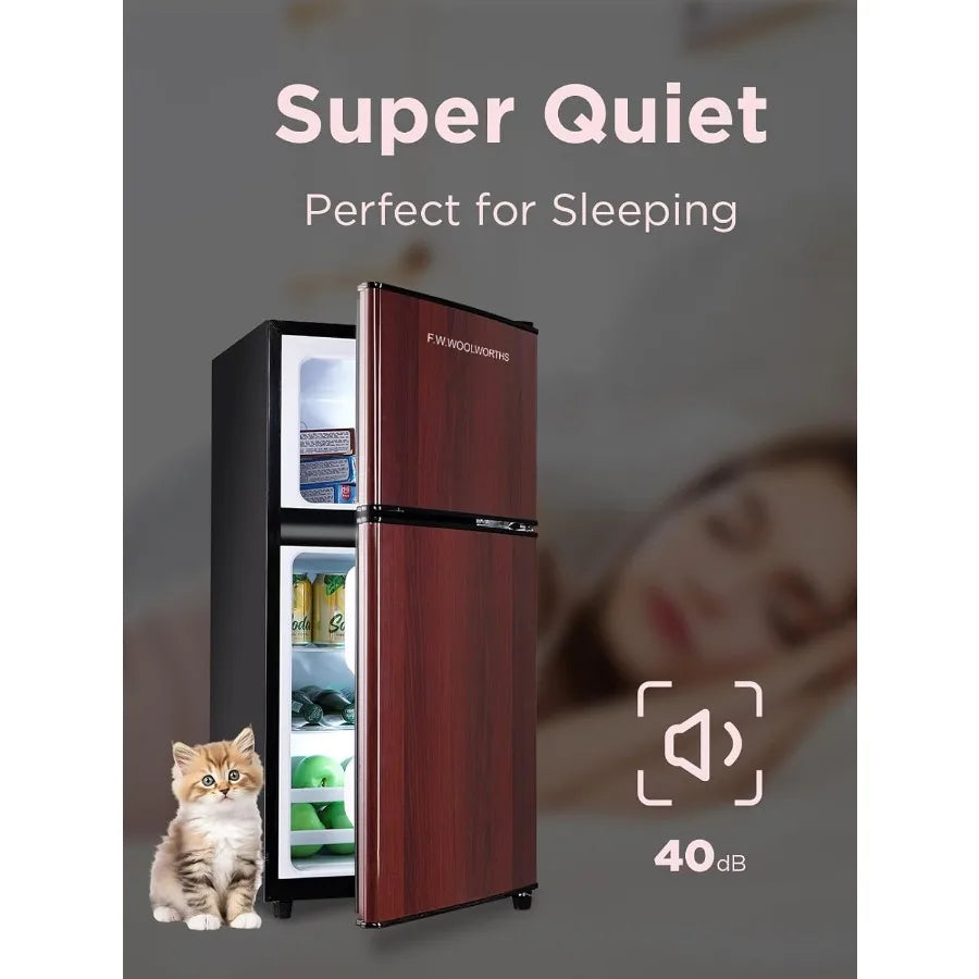 3.5 Cu.Ft Compact Mini Fridge with Freezer and 2 Doors for Office Kitchen Dorm and Bedroom Use Small Refrigerator with 7-Level