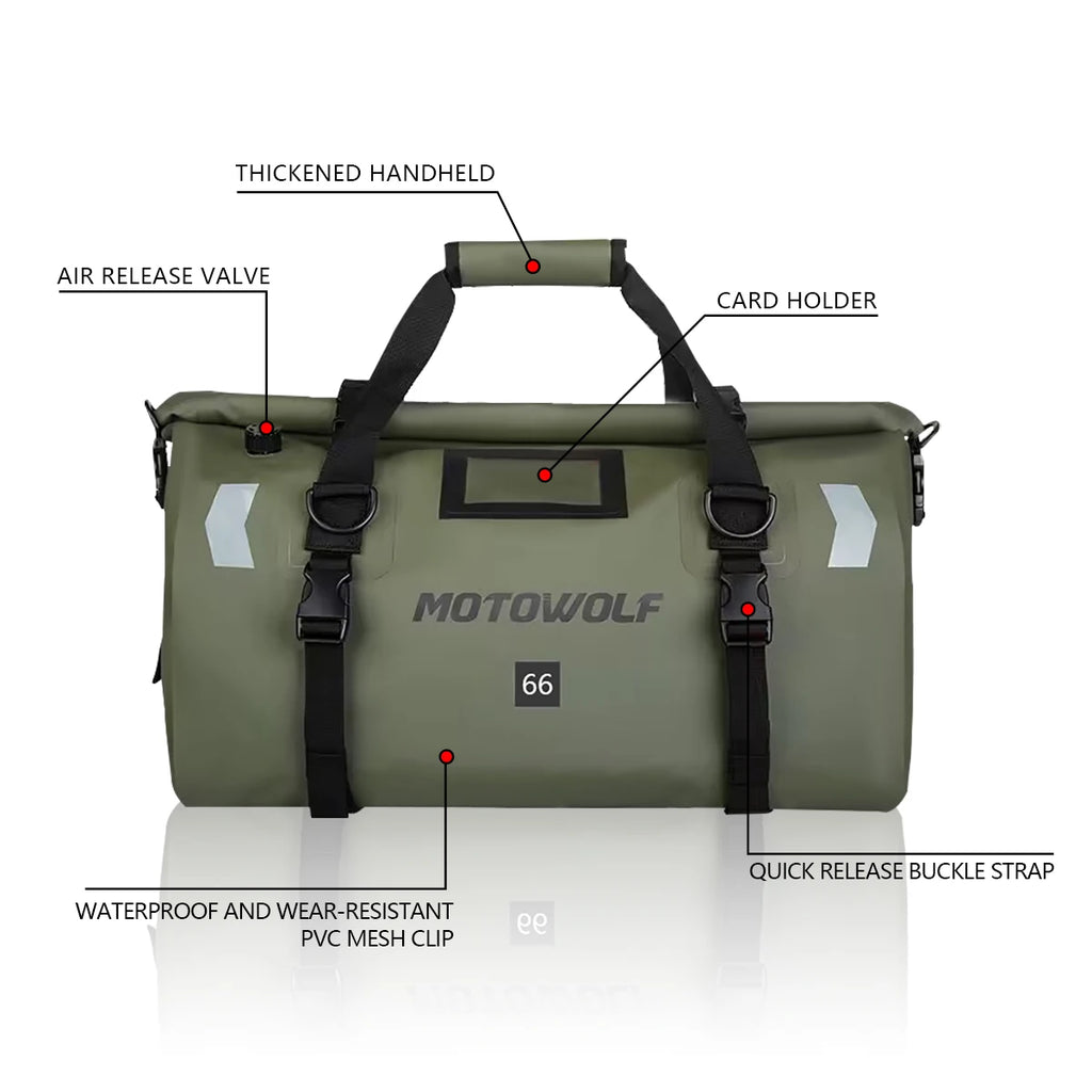 Motorcycle Waterproof Tail Bag Travel Outdoor Dry Luggage Roll Pack Bag 20 /40/66 Motorbike Luggage Backpack Motorcycle Seat Bag