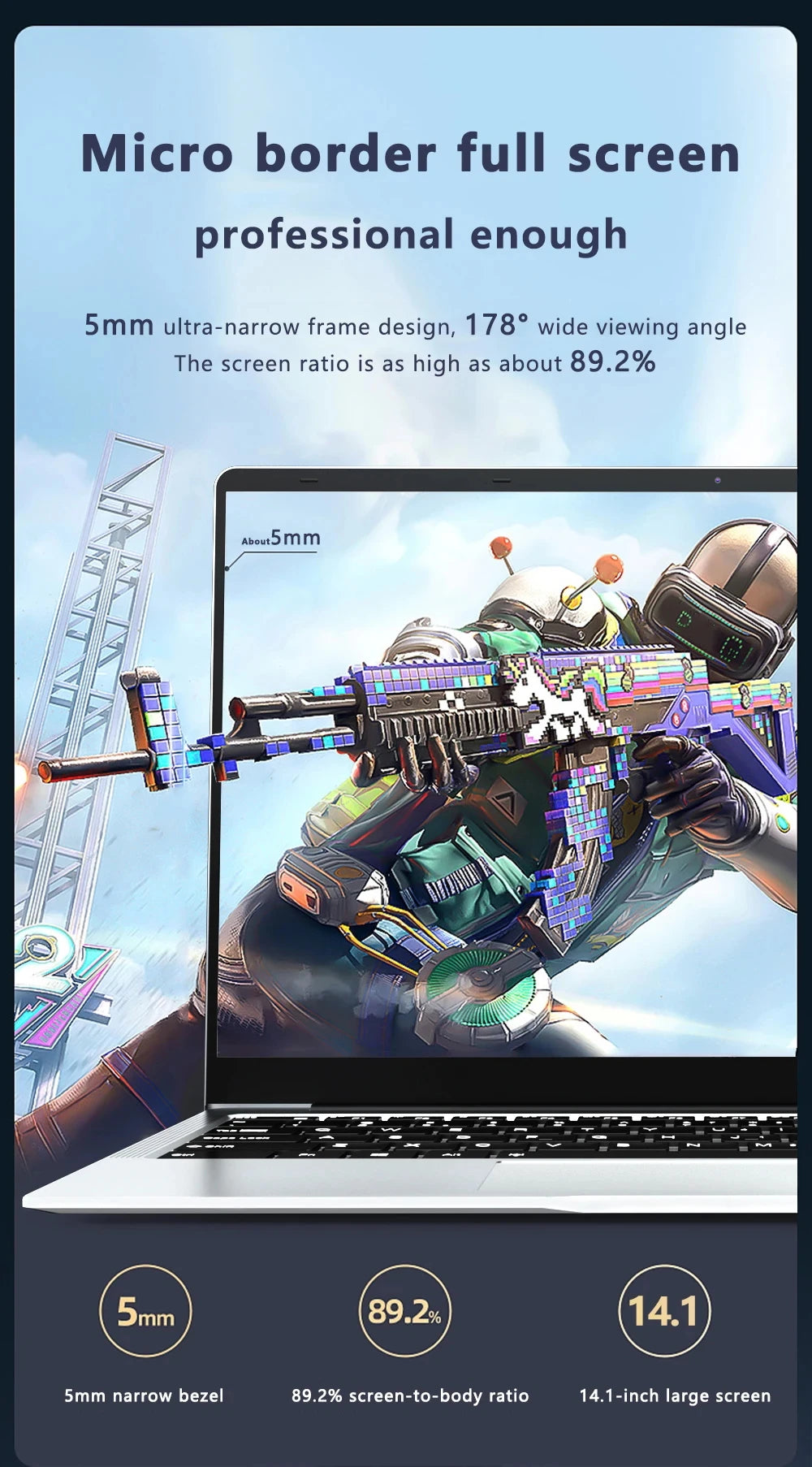 Xia Man 14.1″ Laptop — Intel Atom E3950, 12GB DDR4 RAM, 1TB SSD, Full HD 1080P IPS Display, Windows 11 Pro, Lightweight Office Notebook