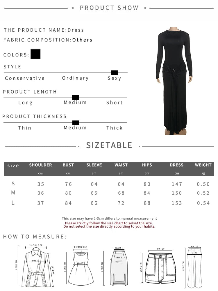 Weird Puss Ruched Elegant Maxi Dress Women Daily Casual Fashion Skinny Full Sleeve Solid Gown Midnight Prom Party Long Bodycon