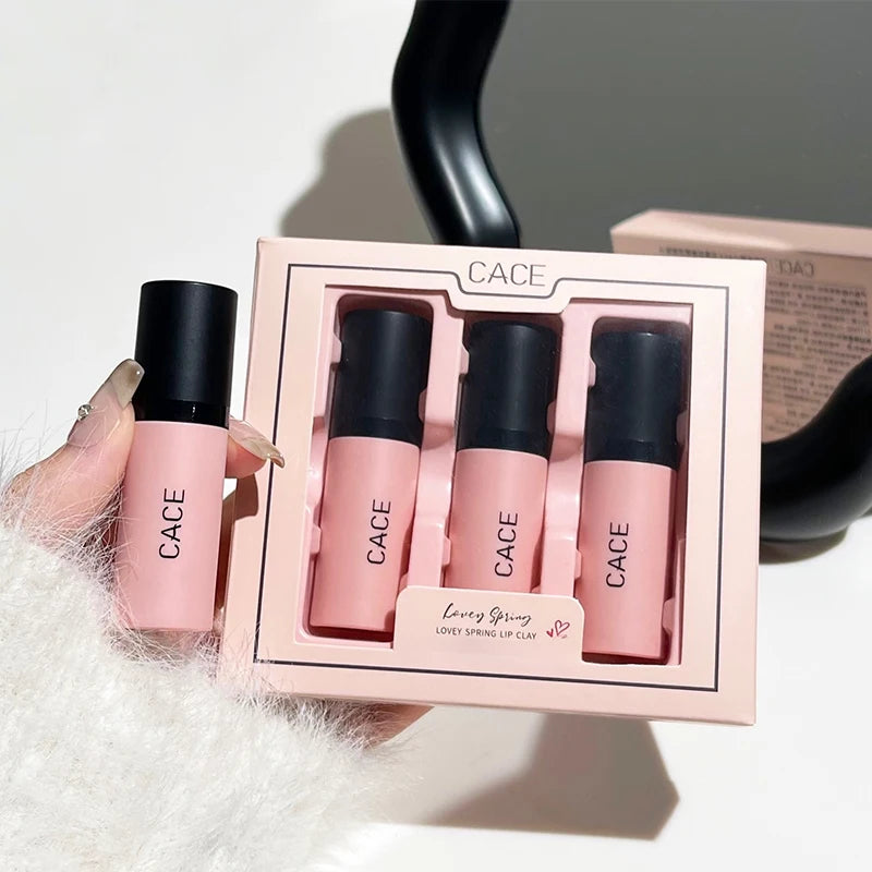 QiBest Matte Nude Lip Mud Set – 3-Piece Long-Lasting Liquid Lip Kit