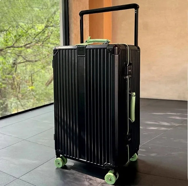 Aluminum Frame Wide Handlebar Rolling Luggage with Colorful Silent Spinner Wheels and TSA Lock Large Capacity Trolley Suitcase