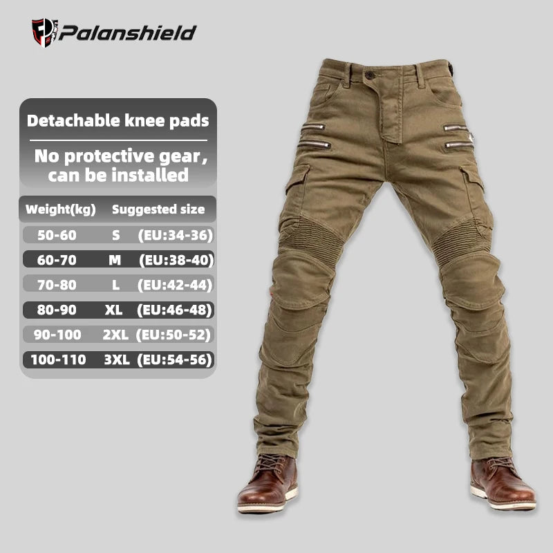 New Double Zipper Metal Style Motocross Moto Trousers Men For Woman Outdoor Riding Jeans With Protective Gear Motorcycle Pants