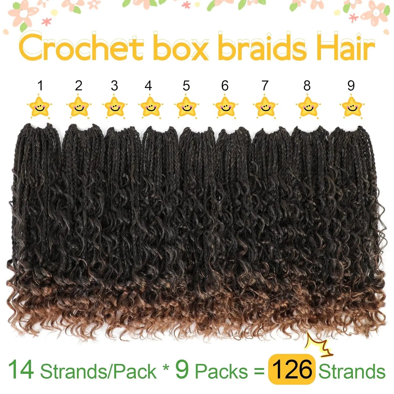 Synthetic Goddess Box Braids Crochet Hair For Black Women Box Braids with Curly Ends