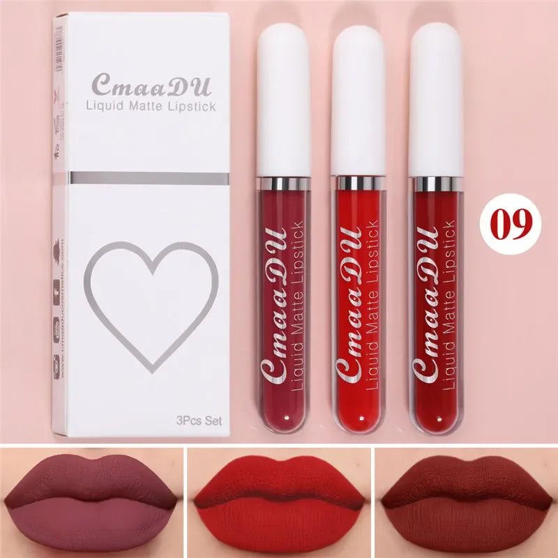 6 Colors/Set Fashion Matte Lip Gloss Sets Natural Moisturize Waterproof Lasting Velvet Sexy Red Liquid Lipstick Beauty Cosmetic