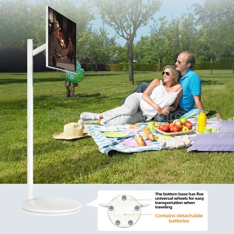 Touch Screen 32 Inch Android Smart TV Stand 10000mAH High-Battery 8+128G 4K UHD Device Rotatable Movable Monitor for Gym Live