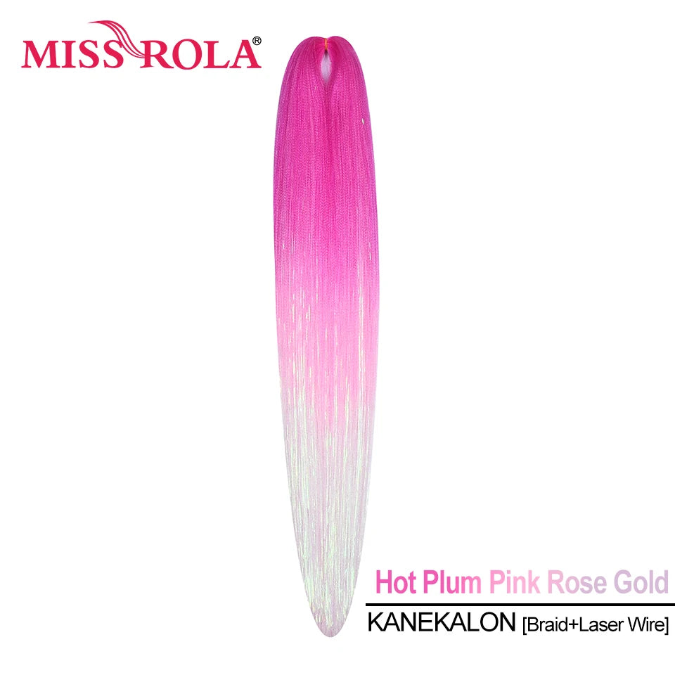 Miss Rola Synthetic 22 Inch 60G Kanekalon Hair Tinsel Wire Jumbo Braid Yaki Straight Hair Extension Twist Braid Bulk Wholesale