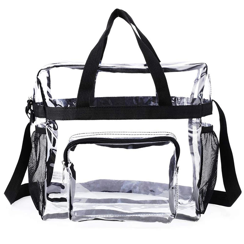 Portable PVC Transparent Shoulder Crossbody Bag Tote Satchel Handbag for Women Lady Large Capacity Clear Bag Shopping Handbag