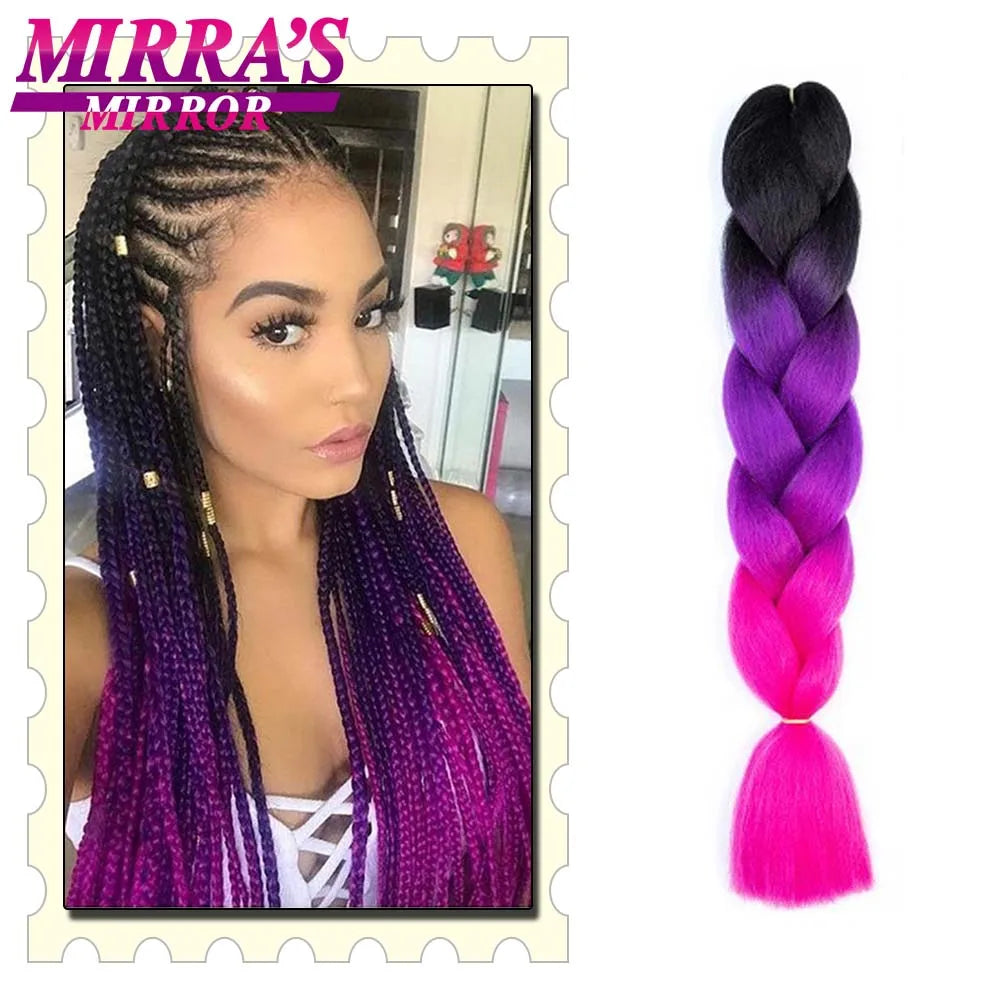 Synthetic Braiding Hair 24 Inch Kanekalon Braids Extensions Ombre Hair for Box Braid Crochet Jumbo Braiding Hair Pre Stretched
