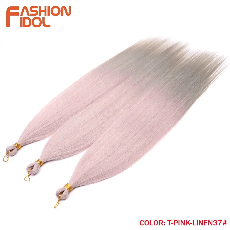 Ariel Straight Hair Bundles Crochet Braids Hair Synthetic 28 Inch 3PCS Braiding Hair Ombre Blonde Yaki Crochet Hair Extensions