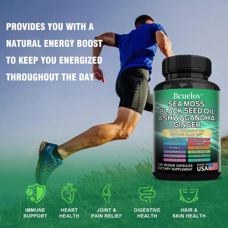 Bcuelov Black Cumin Seed Oil + Vitamin C & Mineral Complex — Thyroid, Immune & Vitality Support (120 Capsules)