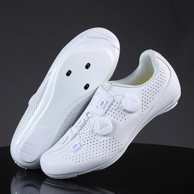 Speed Cycling Sneaker Men's Road Cycling Shoes Cleat Shoes Spd Shoes Cycling Flat Pedal Shoes Man Bike Outdoor Footwear White
